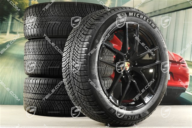 20" "Macan S" Winterräder Satz, Felgen 9J x 20 ET26 + 10J x 20 ET19, Michelin Winterreifen 265/45 R 20 + 295/40 R 20, schwarz hochglanz, mit RDK-Sensoren