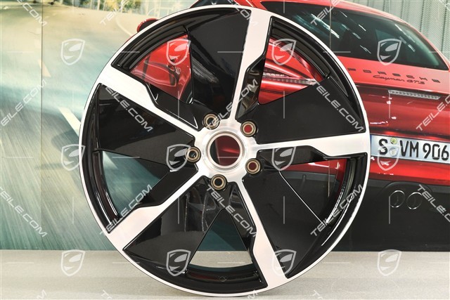 21" Felge Taycan Exclusive Design, 9,5J x 21 ET60, vorn, Tiefschwarz Metallic, L