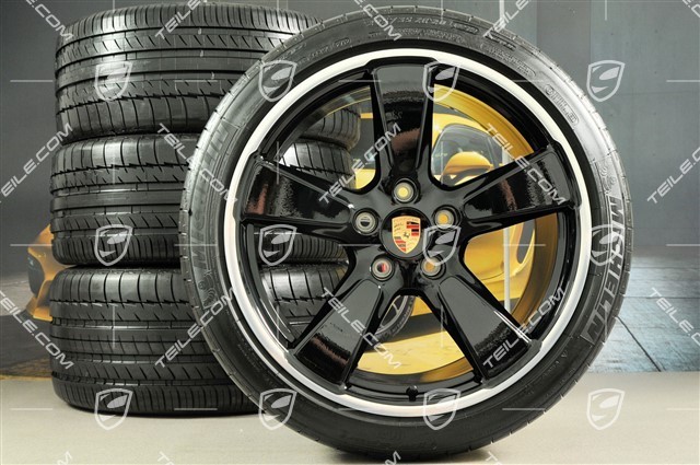 20" Sport Classic komplet kół letnich, czarny połysk, felgi 9,5J x 20 ET65 + 11,5 x 20 ET63 + NOWE opony letnie Michelin 255/40 ZR20 + 295/35 ZR20, bez czujn.ciśnieni
