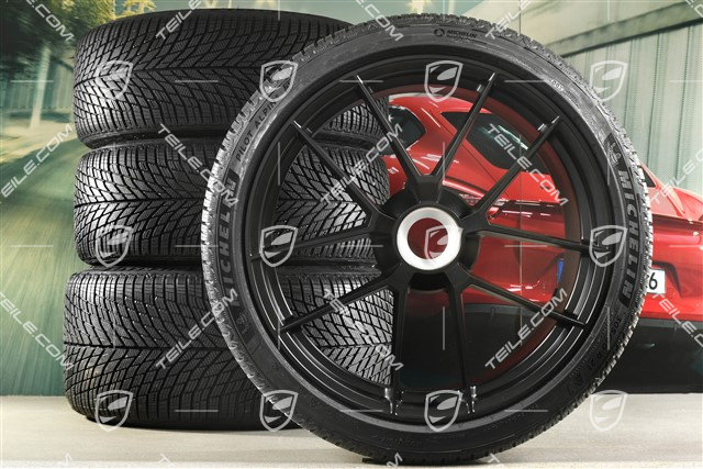 20"+21" Carrera GTS winter wheel set, with central locking, wheel rims 8,5J x 20 ET50 + 11J x 21 ET82 + Michelin winter tyres 245/35 R20 + 305/30 R21, with TPMS, black satin matt