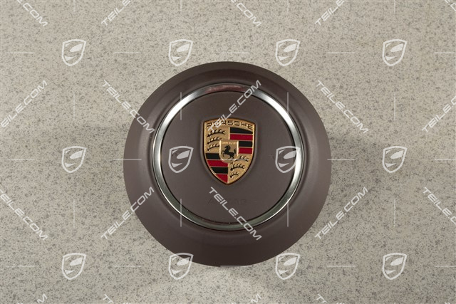 Airbag kierowcy / poduszka powietrzna, skóra, Marsala red / Galvanic Silver