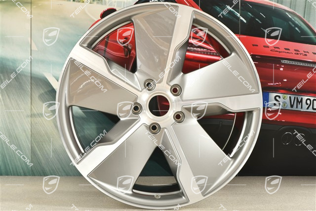 21-inch wheel rim Taycan Exclusive Design, 11,5J x 21 ET66, Platinum Silver, rear, L