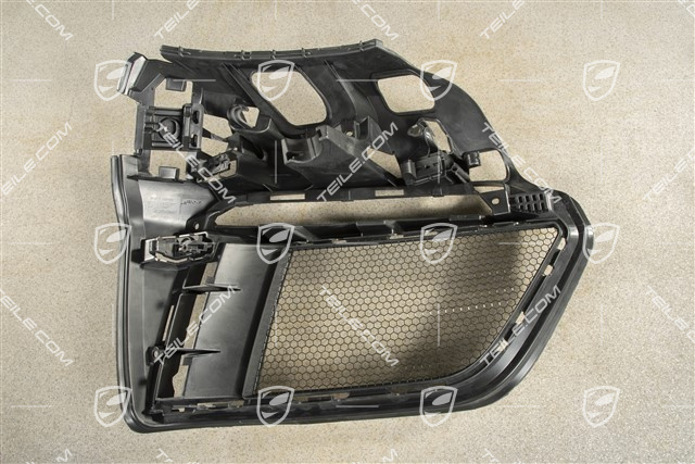 Front bumper retainer frame / grille / vent, lateral, GT4, Black matte, L