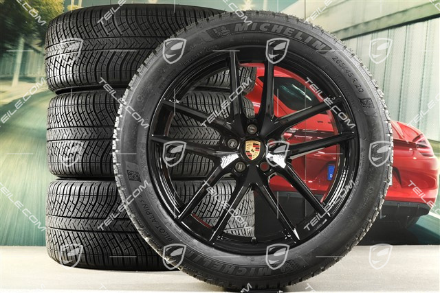 20" "Macan S" Winterräder Satz, Felgen 9J x 20 ET26 + 10J x 20 ET19, Michelin Winterreifen 265/45 R 20 + 295/40 R 20, schwarz hochglanz, mit RDK-Sensoren