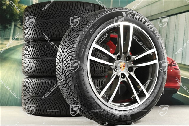 21-inch Cayenne Turbo Design winter wheel set, rims 9,5J x 21 ET46 + 11,0J x 21 ET49 + NEW Michelin winter tyres 285/45 R21 + 305/40 R21, with TPMS, Titanium