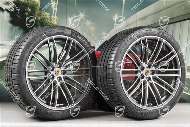 21" Turbo IV Design Sommerräder, Felgen 9,5J x 21 ET27 + 10J x 21 ET19 + Michelin Sommerreifen 265/40 R21 + 295/35 R21, mit RDK-Sensoren