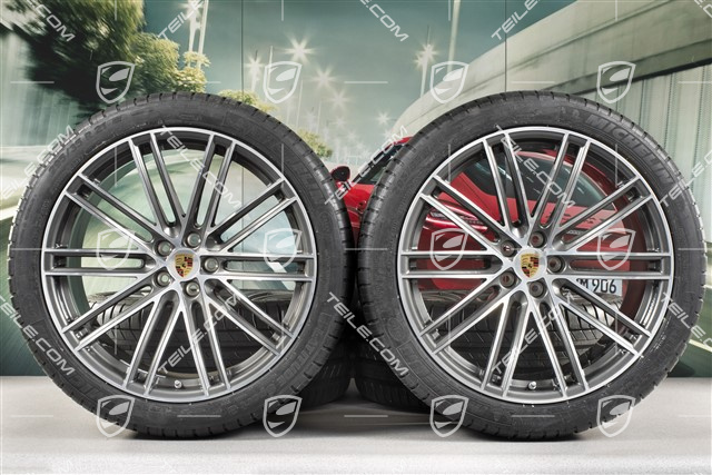 21" Turbo IV Design Sommerräder, Felgen 9,5J x 21 ET27 + 10J x 21 ET19 + Michelin Sommerreifen 265/40 R21 + 295/35 R21, mit RDK-Sensoren