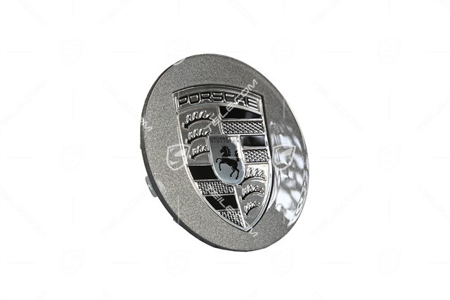 Wheel hub covers set, concave, emblem in Turbonite, dark titanium