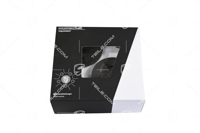 Wheel hub covers set, concave, emblem in Turbonite, dark titanium