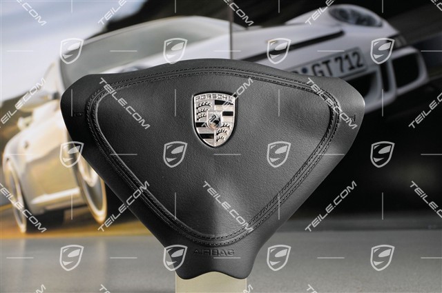 Airbag, 3-ramienny, czarna skóra, ze srebrnym herbem Airbag, 3-ramienny, czarna skóra, ze srebrnym herbem