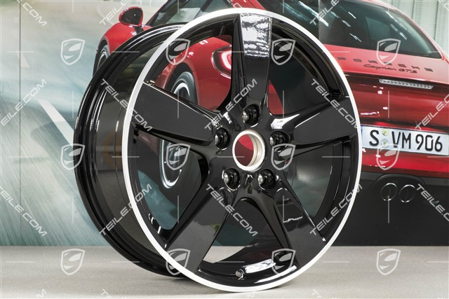 19-inch Cayman S wheel set, 8J x 19 x ET 57 + 9,5J x 19 x ET 45, wheel spokes in black