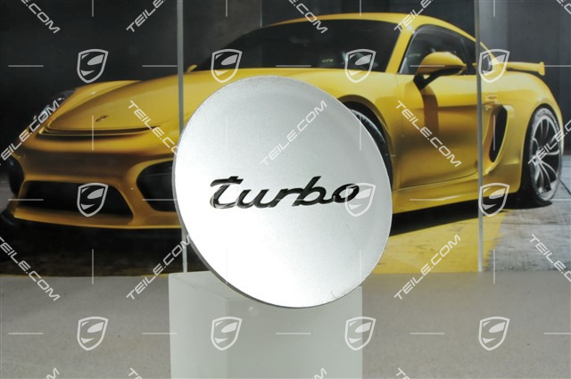 Wheel trim / cap, ‘Turbo’ lettering, concave, silver