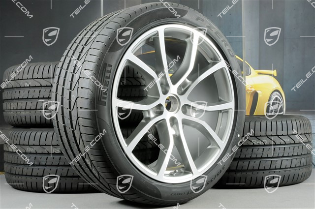21" Cayenne Exclusive Design Sommerräder Satz, Felgen 9,5J x 21 ET46 + 11,0J x 21 ET58 + NEUE Pirelli P Zero Sommerreifen 285/40 R21 + 315/35 R21, mit RDK-Sensoren