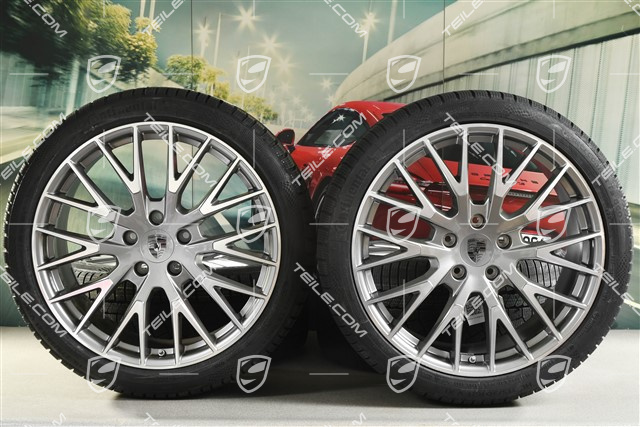 21" Panamera Exclusive Design Winterräder Satz, Felgen 9,5J x 21 ET71 + 10,5J x 21 ET71 + NEUE Continental Winter Contact TS860 S Winterreifen 275/35 R21 + 315/30 R21, Platinsilber