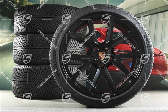 21-inch Panamera SportDesign Winter wheel set, wheel rims 9,5J x 21 ET71 + 10,5J x 21 ET71 + Michelin Pilot Alpin 5 winter tyres 275/35 R21 + 315/30 R21, black satin matt