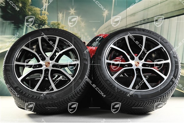 21-inch Cayenne Exclusive Design winter wheel set, rims 9,5J x 21 ET46 + 11,0J x 21 ET49 + Michelin Pilot Alpin 5 SUV winter tyres 285/45 R21 + 305/40 R21, with TPMS, black high gloss