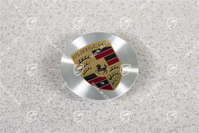 Radzierdeckel, konkav, Wappen farbig, alu-glanzgedreht