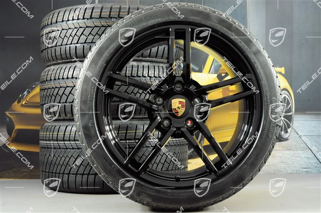 19" winter wheel set Carrera, wheels 8,5J x 19 ET54 + 11J x 19 ET48 + NEW Continental winter tyres 235/40 R19 + 295/35 R19, with TPMS, black high gloss 19" winter wheel set Carrera, wheels 8,5J x 19 ET54 + 11J x 19 ET48 + NEW Continental winter tyres 235/40 R19 + 295/35 R19, with TPMS, black high gloss