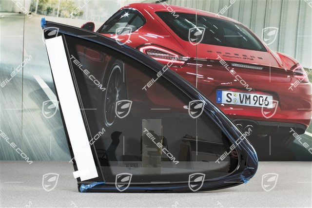 Seitenscheibe mit Zierleiste, Aluminium-Paket Schwarz, Dämmglas im Fond, L