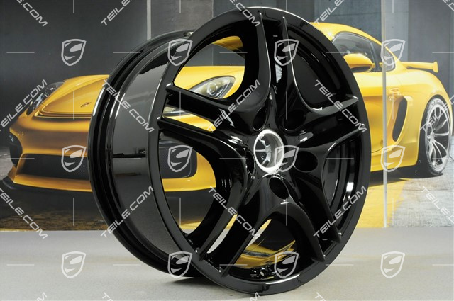 18" Komplet felg Cayenne Turbo II, 8J x 18 ET 57, Facelift, czarny wysoki połysk