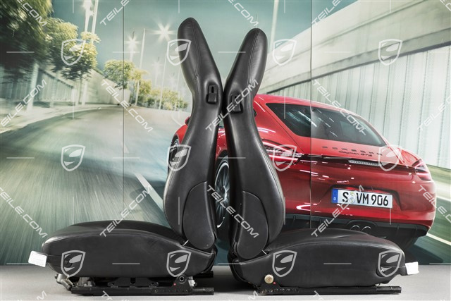 Seats, el. adjustable, leather, black , set (L+R)