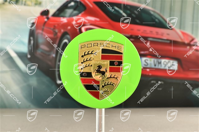 Radzierdeckel, konvex, Wappen farbig, Lizard green