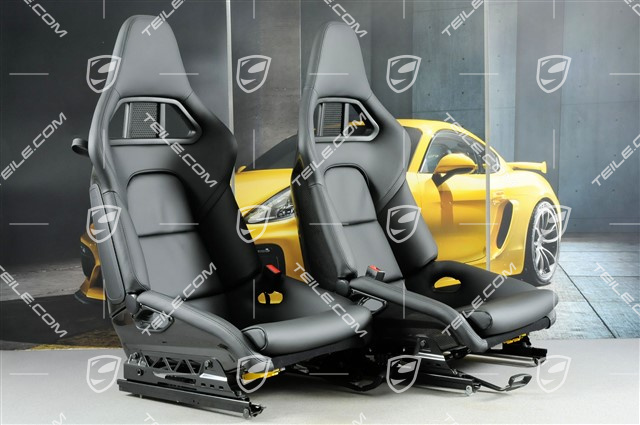 Bucket seats, collapsible, heating, leather, black, very good condition, L+R