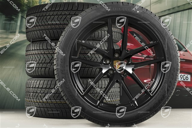 20" "Macan S" Winterräder Satz, Felgen 9J x 20 ET26 + 10J x 20 ET19 + NEUE Pirelli Winterreifen 265/45 R 20 + 295/40 R 20, schwarz seidenmatt, mit RDK-Sensoren