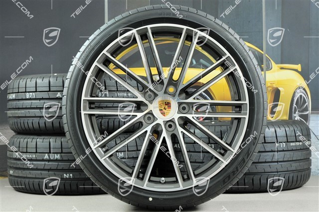 20" Turbo IV koła letnie komplet, felgi 8,5J x 20 ET57 + 10,5J x 20 ET47 + NOWE opony letnie Pirelli 235/35 ZR20 + 265/35 ZR20, z czujnikami ciśnienia