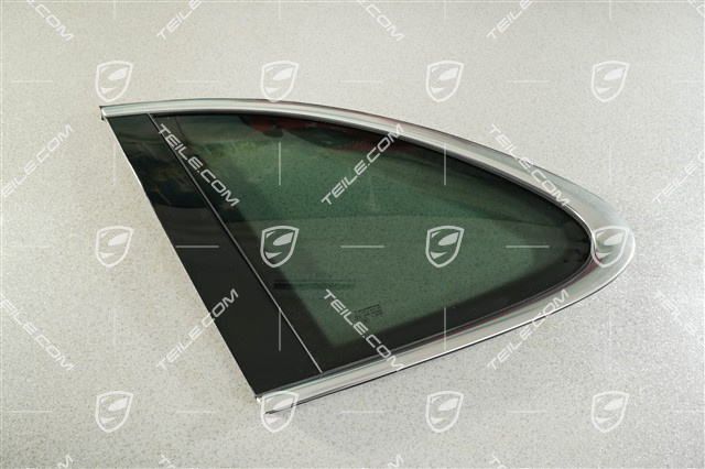 Side window with moulding, aluminium package Chrom look, Dark tinted, L