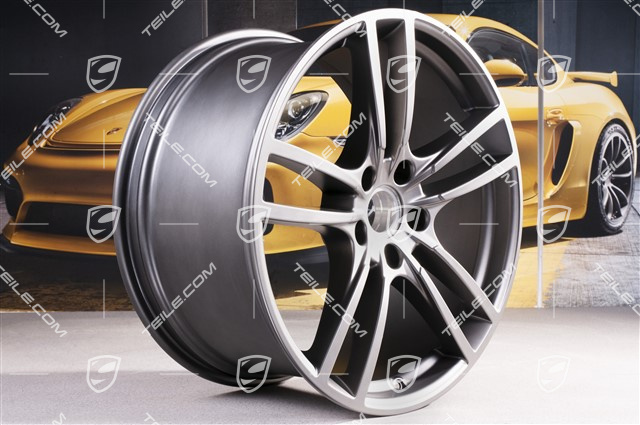 21" Komplet felg Cayenne Turbo, 11J x 21 ET58 + 9,5J x 21 ET46, Platinum półmat satyna