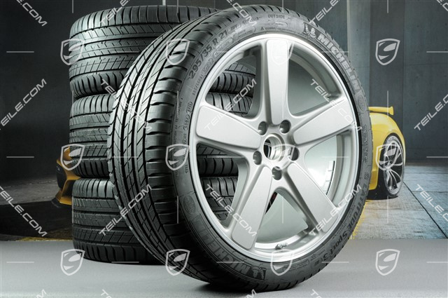 21" Sport Classic Sommerräder Satz, Felgen 10J x 21 ET50 + Michelin Sommerreifen 295/35 R21, GT Silbermetallic, mit RDK-Sensoren
