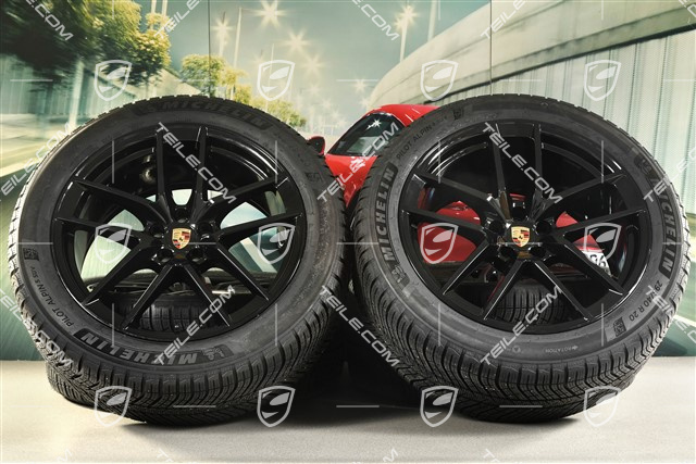 20" "Macan S" Winterräder Satz, Felgen 9J x 20 ET26 + 10J x 20 ET19, Michelin Winterreifen 265/45 R 20 + 295/40 R 20, schwarz hochglanz, mit RDK-Sensoren