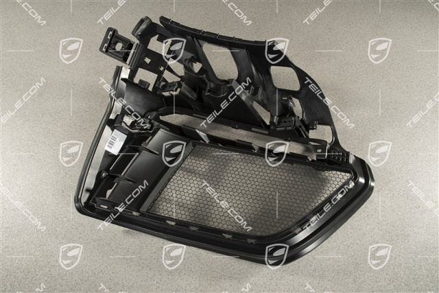 Front bumper retainer frame / grille / vent, lateral, GT4, Black matte, L