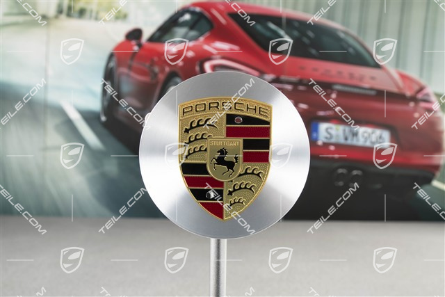 Radzierdeckel, konkav, Wappen farbig, alu-glanzgedreht
