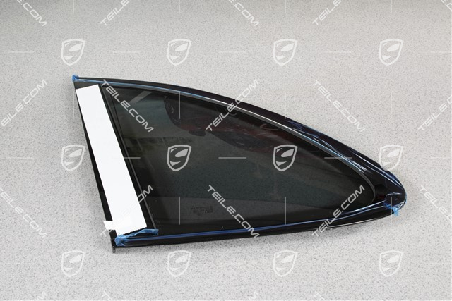 Seitenscheibe mit Zierleiste, Aluminium-Paket Schwarz, Dämmglas im Fond, L