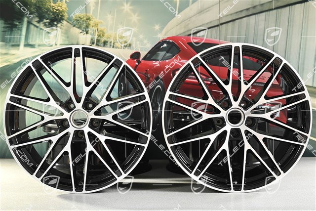 22" Macan RS Spyder design wheel set, 9J x 22 ET29 + 11J x 22 ET47, high-gloss black
