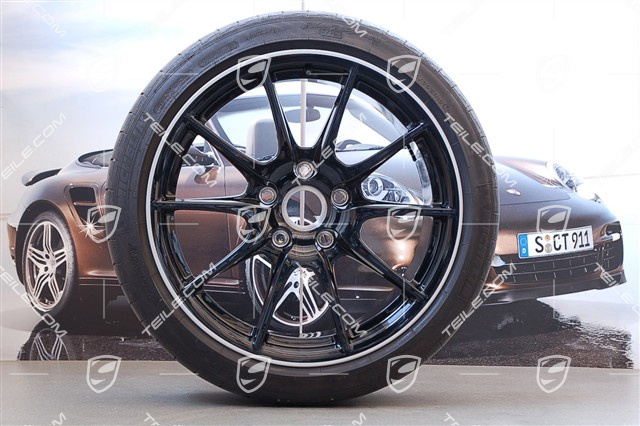 19" Komplet kół letnich Boxster Spyder, Edycja Specj. Black Edition, 10J x 19 ET42+8,5J x 19 ET55 + opony Michelin, ok. 1.500km