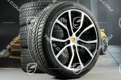 21-inch Cayenne Exclusive Design winter wheel set, rims 9,5J x 21 ET46 + 11,0J x 21 ET58 + NEW Pirelli winter tyres 275/40 R21 + 305/35 R21, with TPMS, black high gloss + bright-polished areas