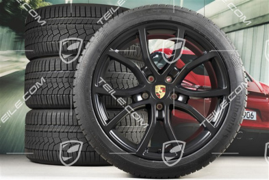 21-inch Cayenne Exclusive Design winter wheel set, rims 9,5J x 21 ET46 + 11,0J x 21 ET58 + NEW Continental winter tyres 275/40 R21 + 305/35 R21, with TPMS, black satin-mat