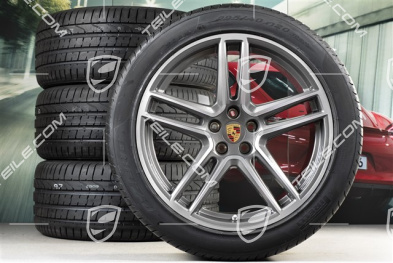 20" koła letnie komplet Turbo, felgi 9J x 20 ET26 + 10J x 20 ET19 + NOWE opony letnie Pirelli 265/45 R20 + 295/40 R20, z czujnikami ciśnienia RDK, Titanium