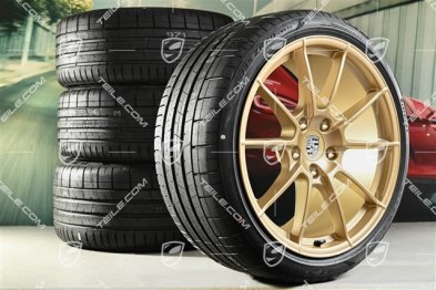 20" 718 Sport / Spyder koła letnie komplet, felgi 8,5J x 20 ET57 + 10,5J x 20 ET47 + NOWE opony letnie Pirelli 235/35 ZR20 + 265/35 ZR20, z czujnikami ciśnienia, aurum satynowy półmat