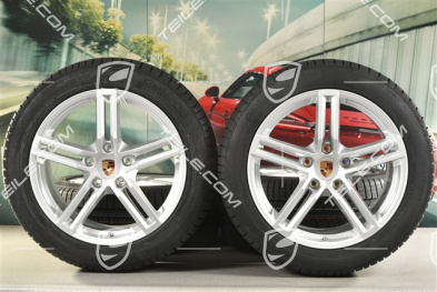 19" Panamera Winterräder Satz, Felgen 9J x 19 ET64 + 10,5J x 19 ET62 + Continental Winter Contact TS860 S Winterreifen 265/45 R19 + 295/40 R19, in Silber