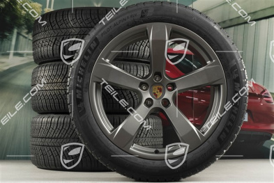 20-inch "Macan Sport" winter wheels set, rims 9J x 20 ET26 + 10J x 20 ET19, Michelin winter tyres 265/45 R 20 + 295/40 R 20, platinum satin matt, with TPMS