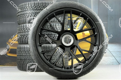 20" Turbo S Koła zimowe komplet do Turbo S, centralnie mocowane, felgi 8,5J x 20 ET51 + 11J x 20 ET59 + opony zimowe Michelin Pilot Alpin PA4 245/35 R20+295/30 R20, czujniki ciśnienia, czarny satyna półmat