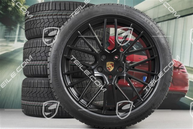 21-inch Cayenne COUPÉ RS Spyder winter wheel set, rims 9,5J x 21 ET46 + 11,0J x 21 ET49 + NEW Continental winter tyres275/40 R21 + 305/35 R21, with TPMS, black satin matt
