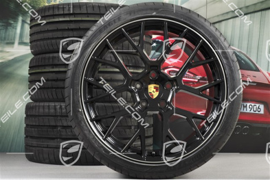20"+21" Sommerräder Satz RS Spyder Design, Felgen 8,5J x 20 ET53 + 11,5J x 21 ET67 + Sommerreifen 245/35 R20 + 305/30 R21, mit RDK-Sensoren, schwarz hochglanz