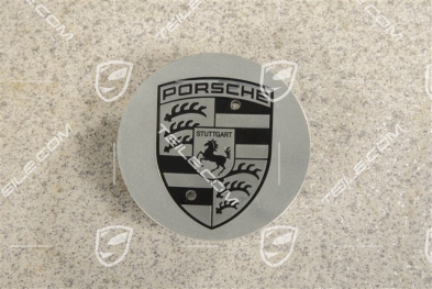 Dekielek koła, wklęsły, z czarnym herbem, polerowane aluminium