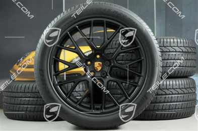 20" "RS Spyder Design" in Schwarz (seidenglanz), Sommerräder Satz, Felgen 9J x 20 ET26 + 10J x 20 ET19 + NEUE Pirelli Sommerreifen 265/45 R 20 + 295/40 R 20, mit RDK-Sensoren