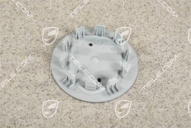 Hub cap, concave, crest coloured, Platinum Silver Metallic